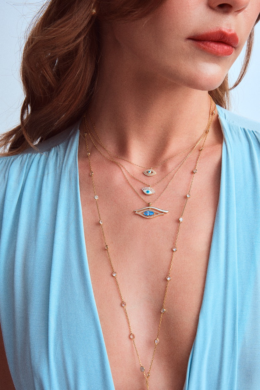 Silver & CZ Mini Eyelash Necklace