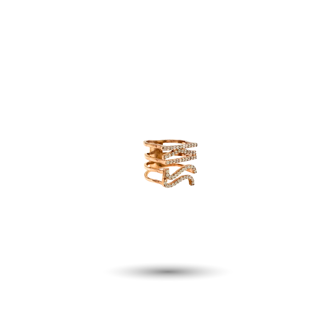 Rose Gold-Plated Silver CZ Kiss Ring