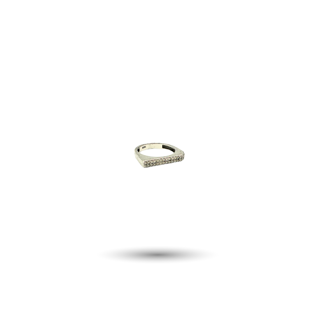 Silver CZ Double Line Ring