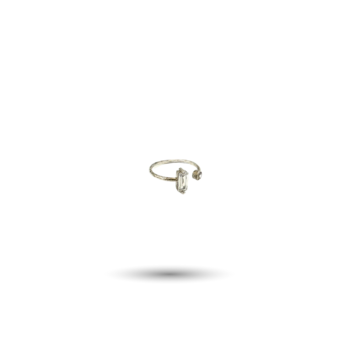 Silver Open Ring with CZ