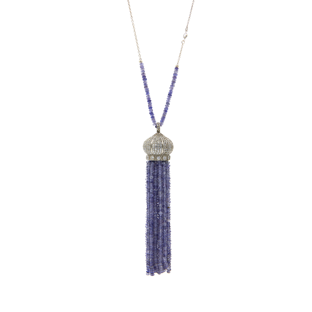 Iolite Crown Tassel Necklace