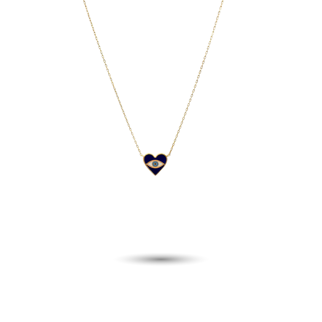 Gold Heart-Shaped Evil Eye Necklace