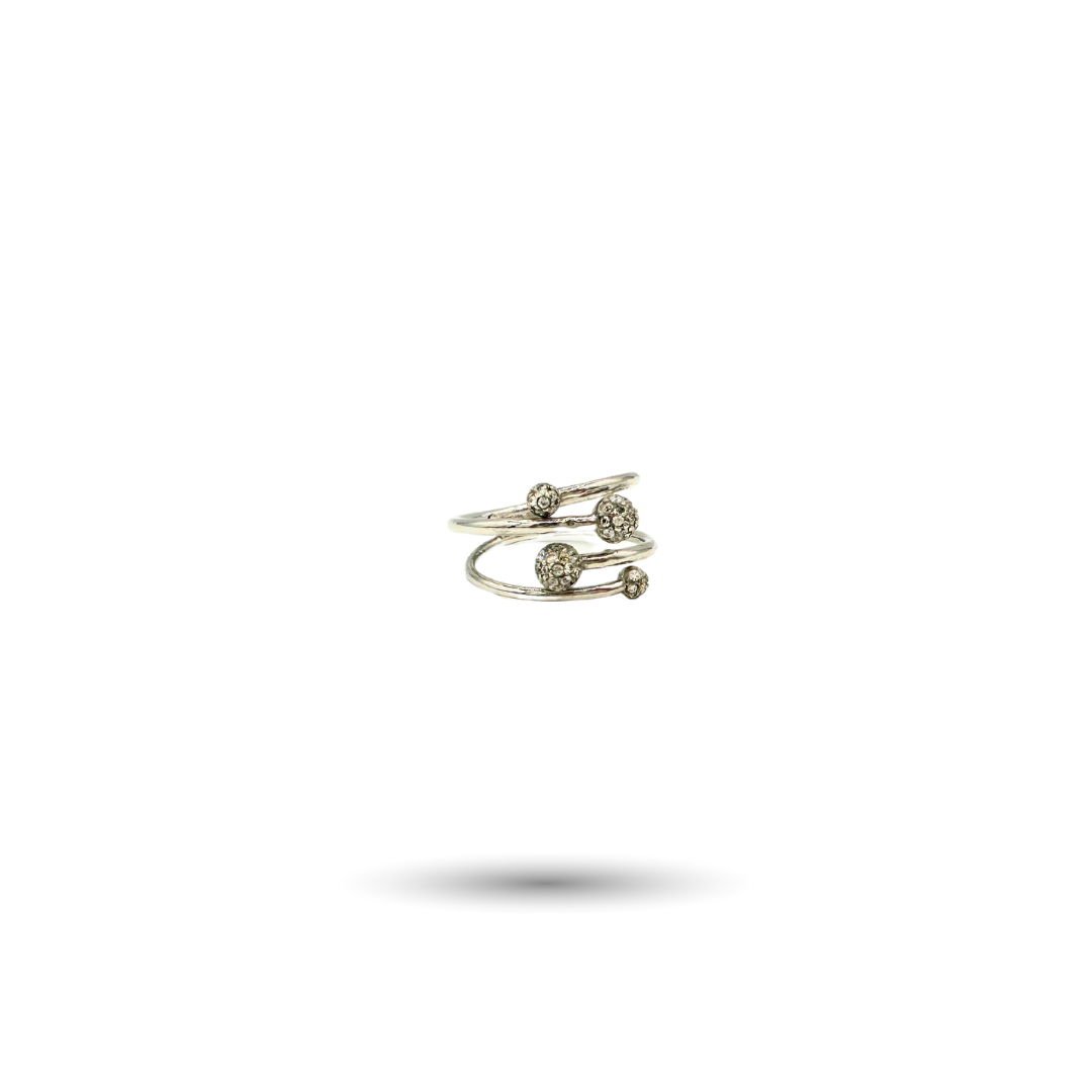 Silver Orbit Ring with CZ