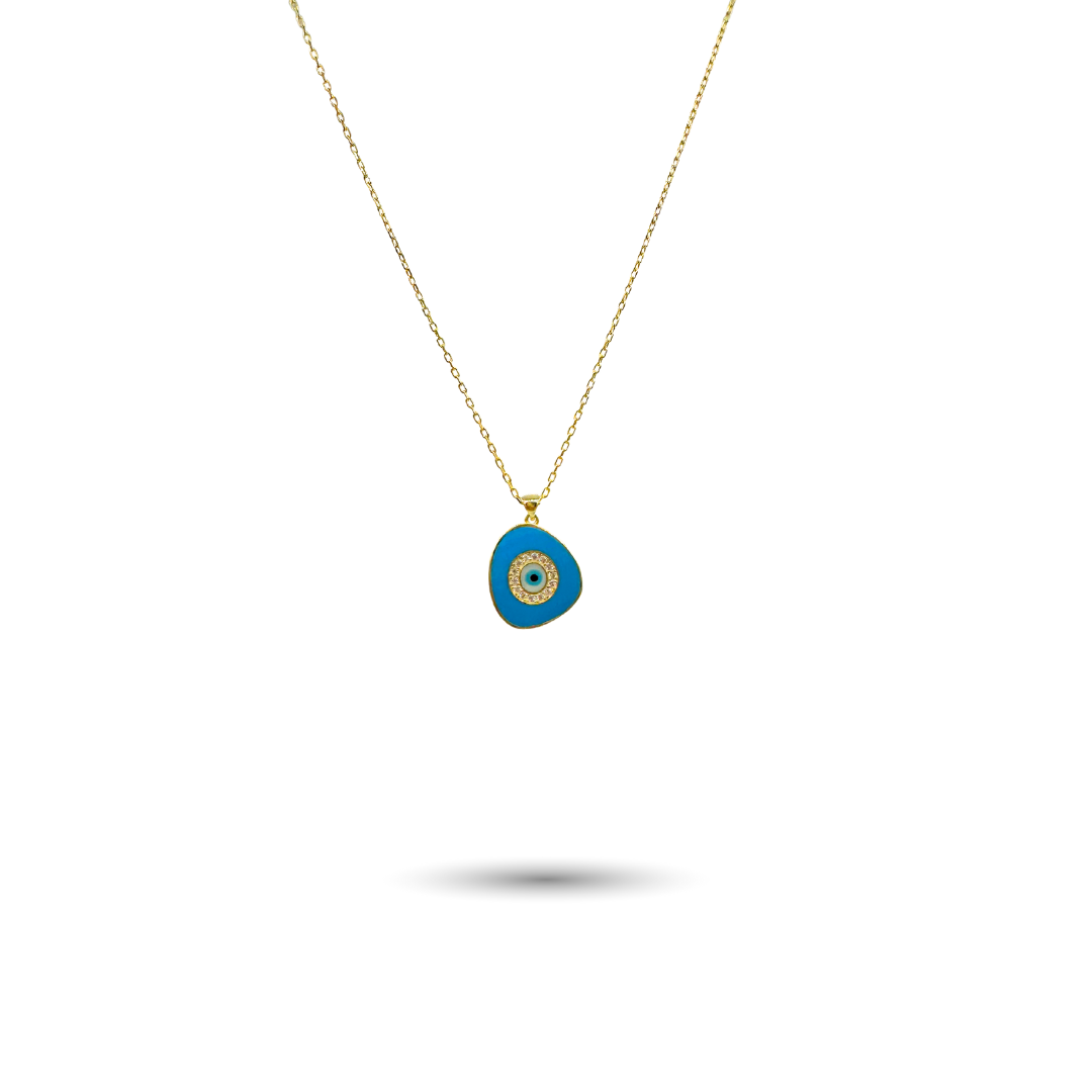 Turquoise Enamel Evil Eye Necklace