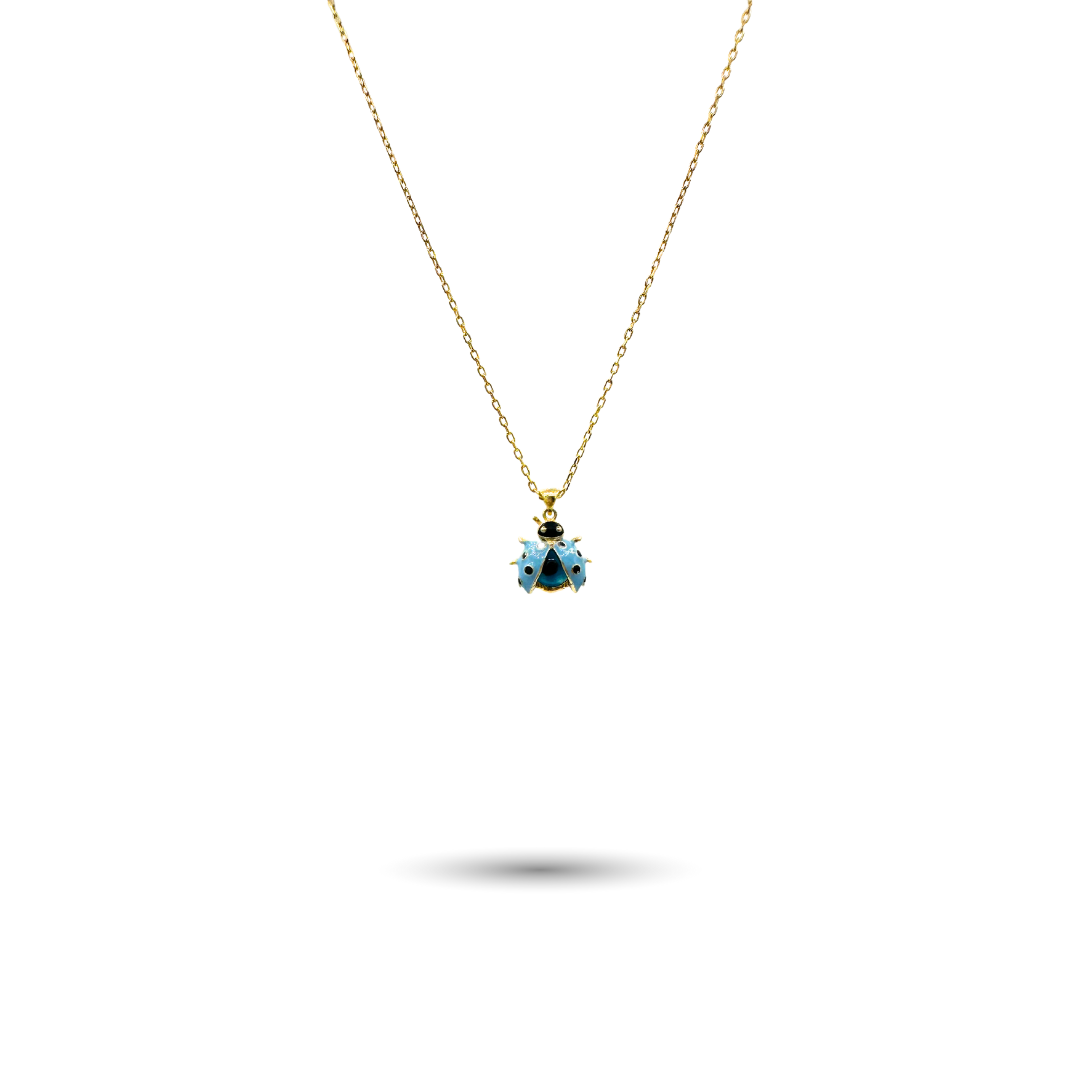 Blue Enamel Ladybug Necklace