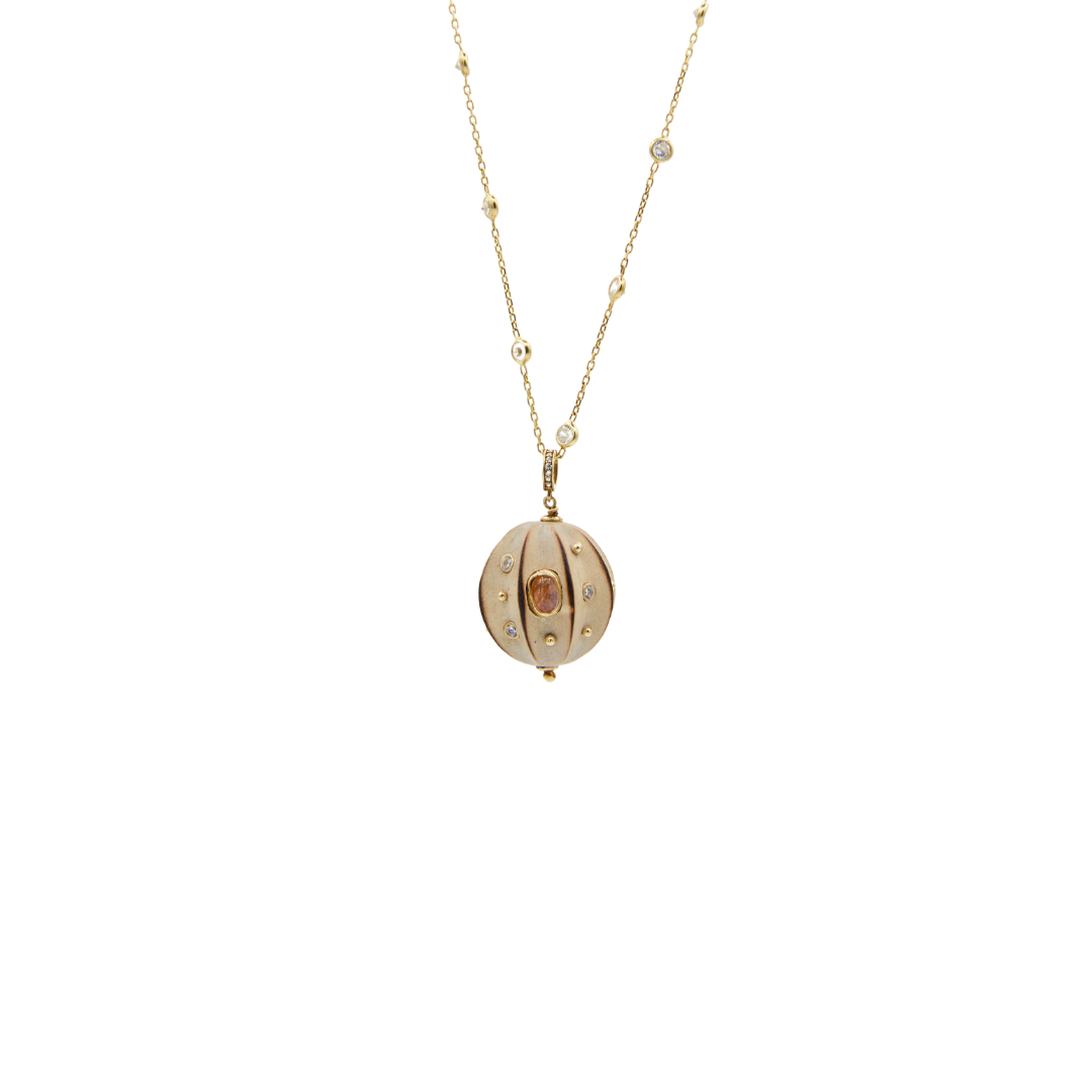 Long Lariat Necklace with Pave Tourmaline Pendant