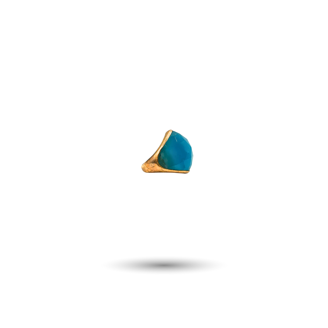 Gold-Plated Silver Blue Cat-Eye Ring