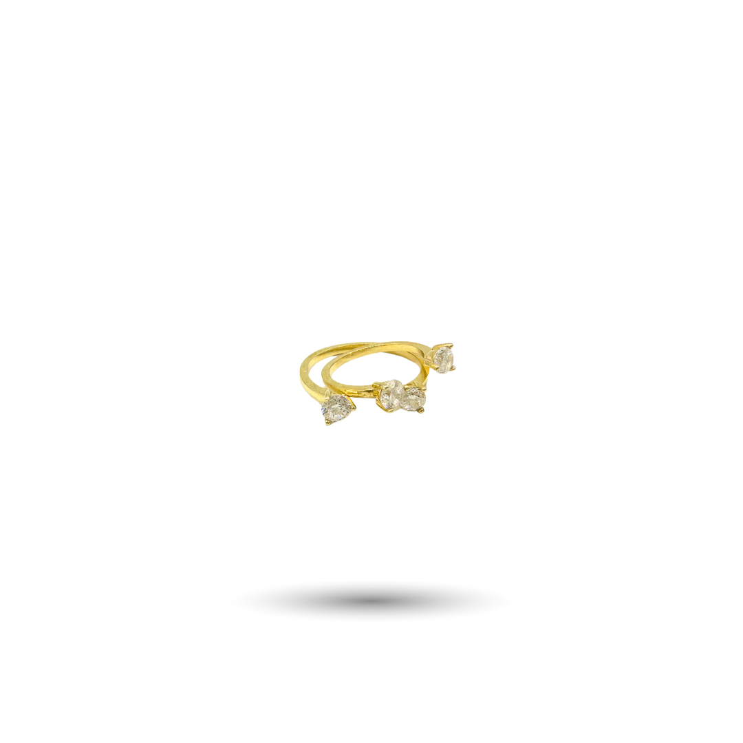 Gold-Plated Silver Open Ring with CZ
