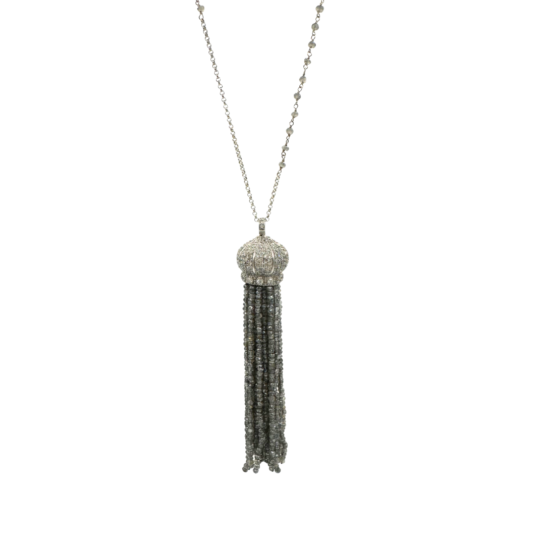 Labradorite Crown Tassel Necklace