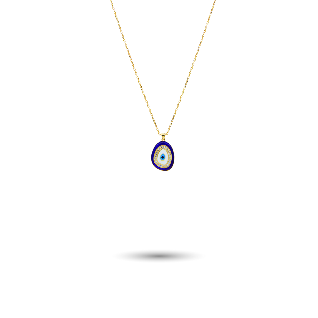 Navy Enamel Evil Eye Necklace