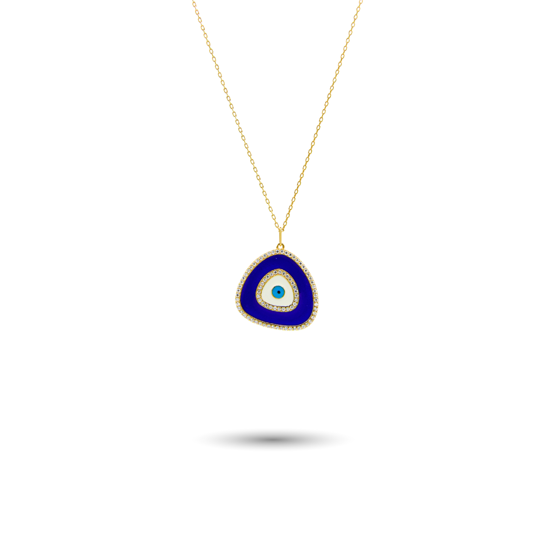 Navy Enamel Evil Eye Necklace