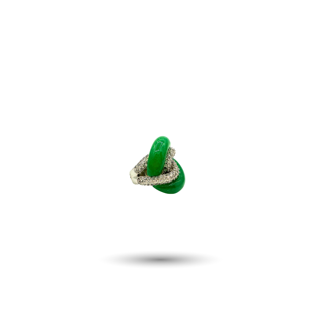 Silver Jade & CZ Ring