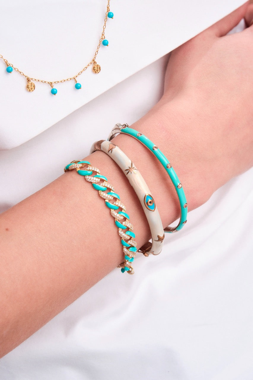 Turquoise Wristlock Bracelet with CZ