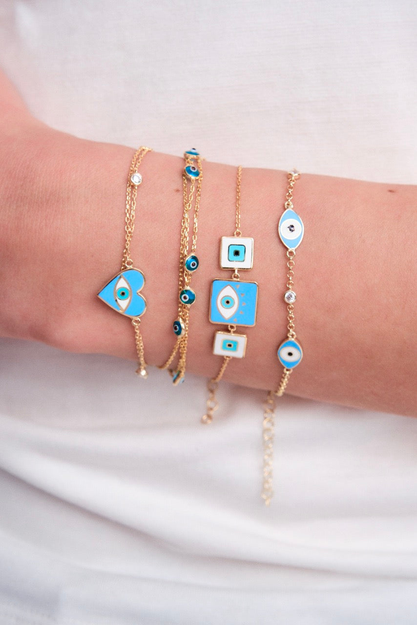 Gold-Plated Silver 3 Evil Eye Bracelet