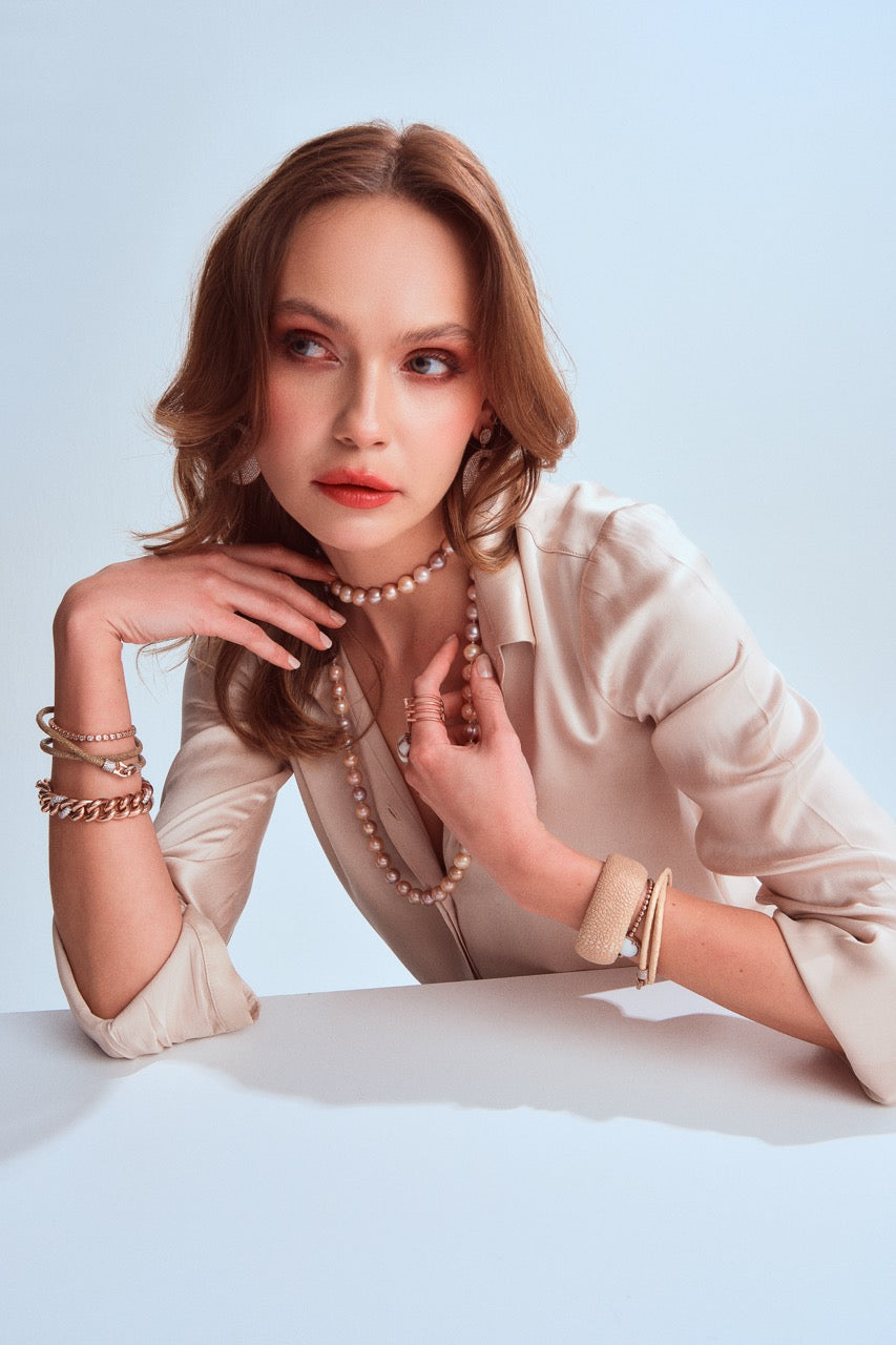 Long Champagne Pearl Necklace