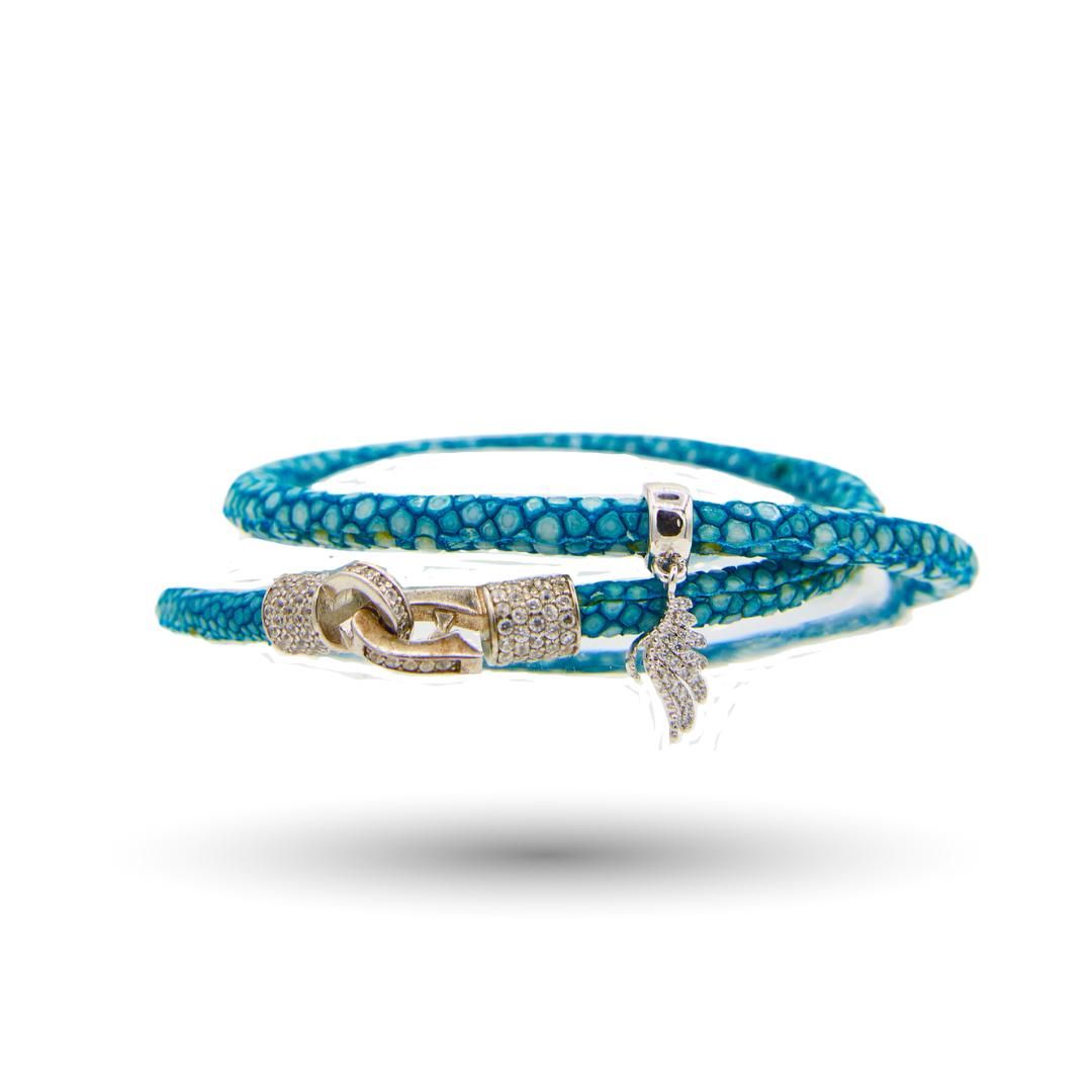 Turquoise Stingray Wraparound Bracelet with CZ Wing